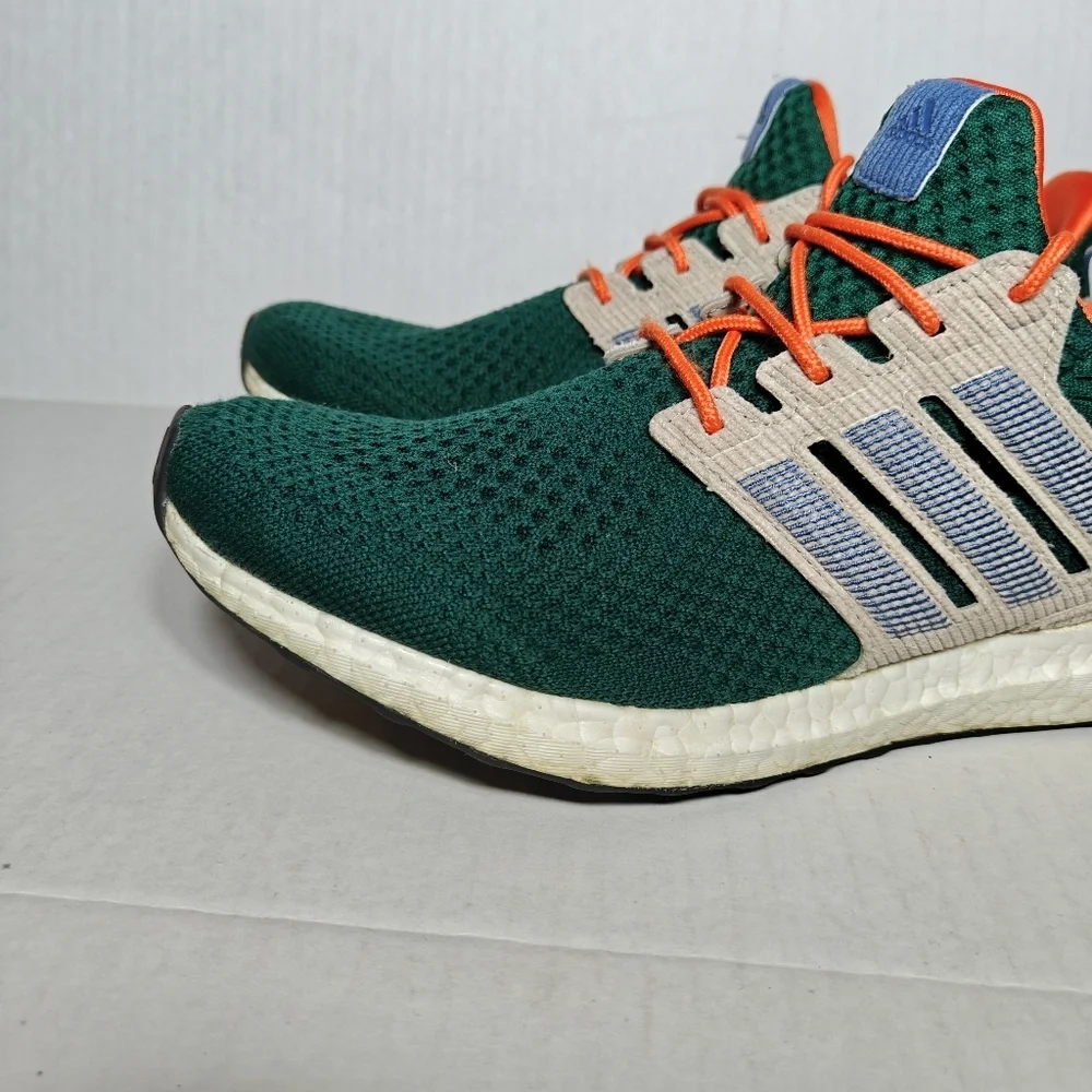 Adidas Ultraboost 1.0 Xmas Collegiate Green/Taupe/Orange Knit Sneakers Men's 10